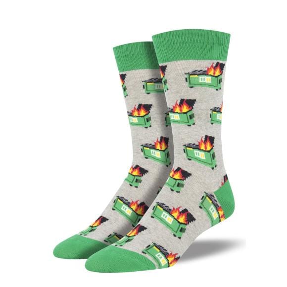 Socksmith SOCKS - MENS SOCKS - MENS SOCKS GIFT Men's Dumpster Fire Socks GRAY HEATHER 10-13