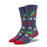 Socksmith 06. SOCKS - MENS SOCKS - MENS SOCKS GIFT Men's Naughty Reindeer Games Socks HEATHER DENIM 10-13