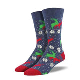 Socksmith 06. SOCKS - MENS SOCKS - MENS SOCKS GIFT Men's Naughty Reindeer Games Socks HEATHER DENIM 10-13
