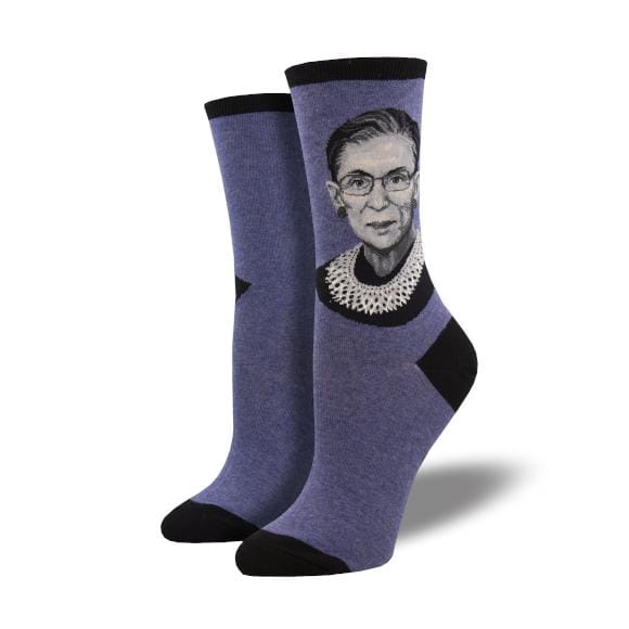 Socksmith SOCKS - WOMENS SOCKS - WOMENS SOCKS GIFT Women's RBG Ruth Bader Ginsberg Portrait Socks BHT-BLUE HEATHER 9-11